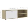 Mueble De Tv Madera Contrachapada Blanco Y Roble 120x34x37 Cm Vidaxl