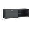 Mueble Tv Madera Contrachapada Gris Brillante 120x30x37 Cm Vidaxl