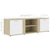 Mueble De Tv Madera Contrachapada Blanco Y Roble 120x34x37 Cm Vidaxl