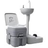 Set De Lavabo Con Pedestal E Inodoro Portátil Para Camping Gris