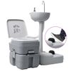 Set De Lavabo Con Pedestal E Inodoro Portátil Para Camping Gris