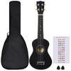 Set De Ukelele Soprano Con Funda Para Niños Negro 21" Vidaxl