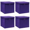 Cajas De Almacenaje Con Tapas 4 Uds Tela Morado 32x32x32 Cm