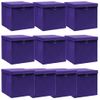 Cajas De Almacenaje Con Tapas 10 Uds Tela Morado 32x32x32 Cm