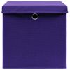 Cajas De Almacenaje Con Tapas 10 Uds Tela Morado 32x32x32 Cm