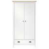 Armario De 2 Puertas Hill Madera Maciza Pino Blanco 89x50x170cm Vidaxl