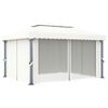 Cenador Con Cortina Blanco Crema Aluminio 4x3 M Vidaxl