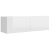 Mueble Tv Madera Contrachapada Blanco Brillante 100x30x30 Cm Vidaxl