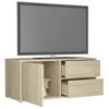 Mueble Para Tv Madera Contrachapada Color Roble 80x34x36 Cm Vidaxl