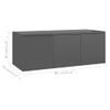 Mueble Tv Madera Contrachapada Gris Brillante 80x34x30 Cm Vidaxl