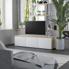 Mueble Para Tv Madera Contrachapada Blanco Y Roble 120x34x30 Cm Vidaxl