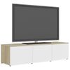 Mueble Para Tv Madera Contrachapada Blanco Y Roble 120x34x30 Cm Vidaxl