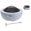 Brasero Con Rejilla Bbq Redondo Gris Claro 60x25 Cm Progarden