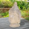 Cabeza De Buda Figura De Piedra Artificial 78cm Beige/gris Ecd Germany