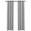 Cortinas Opacas Con Ojales Look De Lino 2 Pzas Gris 140x245 Cm Vidaxl