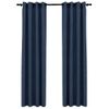 Cortinas Opacas Con Ojales Look De Lino 2 Pzas Azul 140x245 Cm Vidaxl