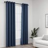 Cortinas Opacas Con Ojales Look De Lino 2 Pzas Azul 140x245 Cm Vidaxl