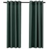 Cortinas Opacas Con Ojales Look De Lino 2 Pzas Verde 140x175 Cm Vidaxl