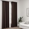 Cortinas Opacas Ganchos Look De Lino 2 Pzs Gris Taupe 140x225cm Vidaxl