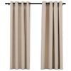 Cortinas Opacas Con Ojales Look De Lino 2 Pzas Beige 140x175 Cm Vidaxl