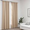 Cortinas Opacas Con Ganchos Look De Lino 2 Pzas Beige 140x245cm Vidaxl