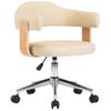 Silla De Oficina Giratoria Madera Curvada Cuero Sintético Crema Vidaxl