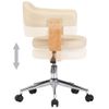 Silla De Oficina Giratoria Madera Curvada Cuero Sintético Crema Vidaxl