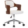 Silla Oficina Giratoria Madera Curvada Cuero Sintético Blanco Vidaxl