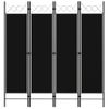 Biombo Divisor De 4 Paneles Negro 160x180 Cm Vidaxl