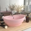 Lavabo Lujoso Con Rebosadero Cerámica Rosa Mate 58,5x39 Cm Vidaxl