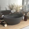 Lavabo Lujoso Con Rebosadero Cerámica Gris Oscuro 58,5x39 Cm