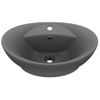 Lavabo Lujoso Con Rebosadero Cerámica Gris Oscuro 58,5x39 Cm