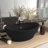 Lavabo Lujoso Con Rebosadero Cerámica Negro Mate 58,5x39 Cm Vidaxl