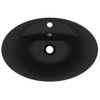 Lavabo Lujoso Con Rebosadero Cerámica Negro Mate 58,5x39 Cm Vidaxl