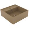 Lavabo Lujoso Cuadrado Rebosadero Cerámica Crema Mate 41x41 Cm Vidaxl