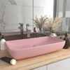 Lavabo De Lujo Rectangular De Cerámica Rosa Mate 71x38 Cm