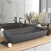 Lavabo De Lujo De Cerámica Rectangular Gris Oscuro Mate 71x38cm Vidaxl