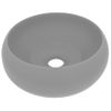 Lavabo De Lujo Redondo Cerámica Gris Claro Mate 40x15 Cm Vidaxl