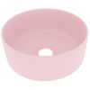 Lavabo De Lujo Redondo Cerámica Rosa Mate 40x15 Cm Vidaxl