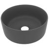 Lavabo De Lujo Redondo Cerámica Gris Oscuro Mate 40x15 Cm Vidaxl