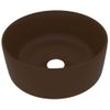 Lavabo De Lujo Redondo Cerámica Marrón Oscuro Mate 40x15 Cm Vidaxl