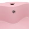 Lavabo Lujo Con Rebosadero Cerámica Rosa Mate 36x13 Cm