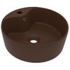 Lavabo Lujoso Y Rebosadero Cerámica Marrón Oscuro Mate 36x13 Cm Vidaxl