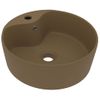 Lavabo Lujoso Con Rebosadero Cerámica Crema Mate 36x13 Cm Vidaxl