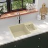 Fregadero De Cocina Doble Seno Con Rebosadero Granito Beige Vidaxl