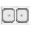 Fregadero De Cocina Doble Seno Acero Inoxidable 800x500x155 Mm Vidaxl