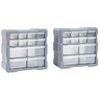 Organizadores Multicajones Con 12 Cajones 2 Uds 26,5x16x26 Cm Vidaxl