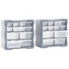 Organizadores Multicajones Con 12 Cajones 2 Uds 26,5x16x26 Cm Vidaxl