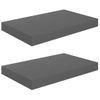 Estantes Flotantes De Pared 2 Uds Mdf Gris Brillo 40x23x3,8 Cm Vidaxl