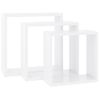 Estantes Cubo De Pared 3 Unidades Mdf Blanco Vidaxl